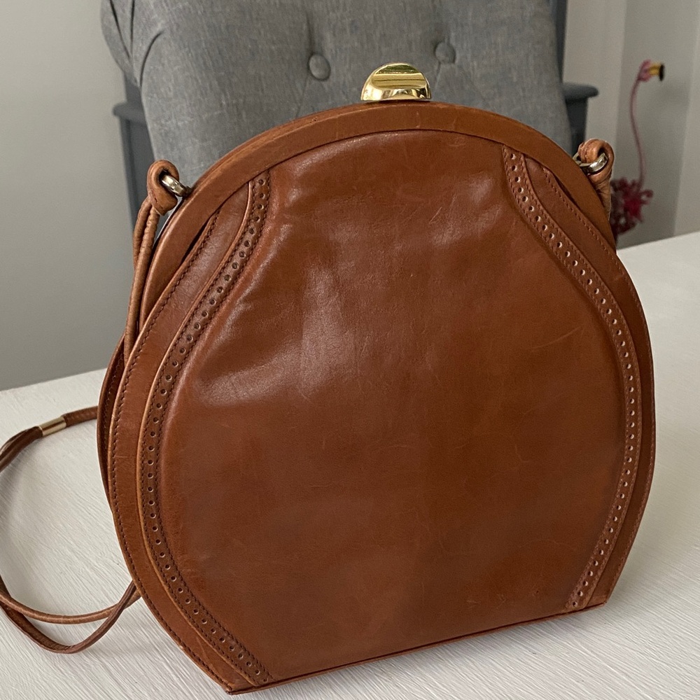 Vintage Bally Les Accessoires Dome-Shaped Saddle Leather Bag 1970s with COA - Picture 3 of 14